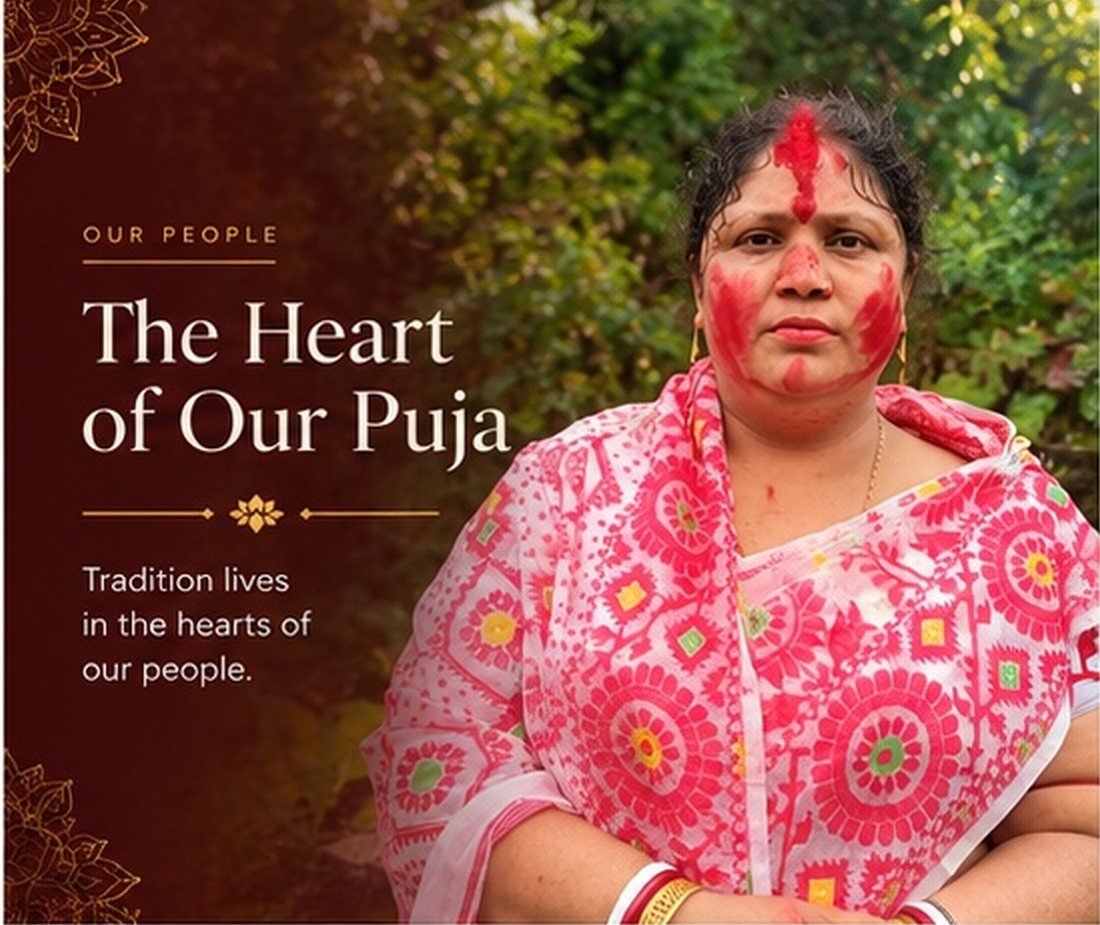 The Heart of Our Puja: a devotee marked with sindoor — tradition lives in the hearts of our people